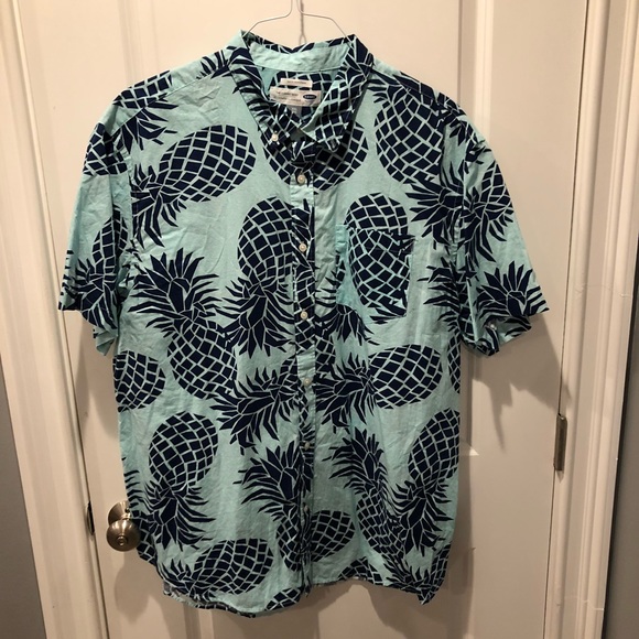 Old Navy Pineapple Hawaiian Shirt 